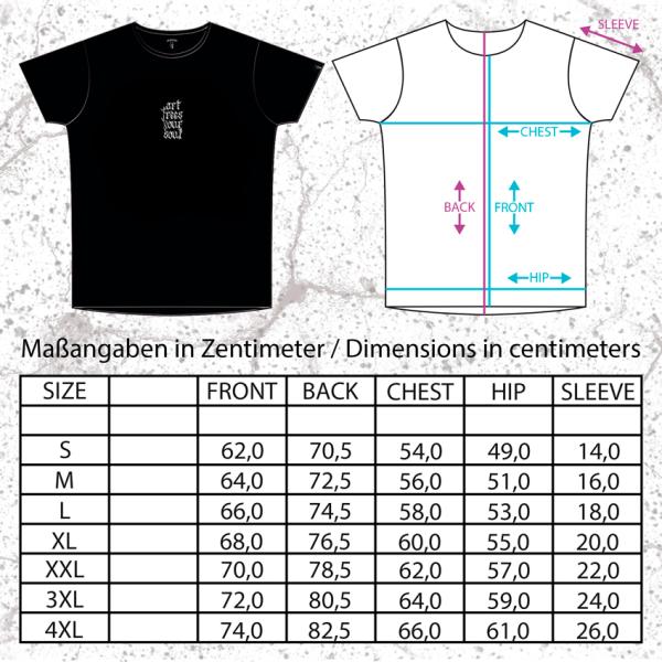size chart relaxed shirt deep circle